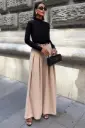 Pantalon Palazzo Beige À Jambe Large Et Taille Haute SKU: SBE14211
