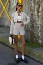 Ensemble Beige Décontracté Élégant Streetwear