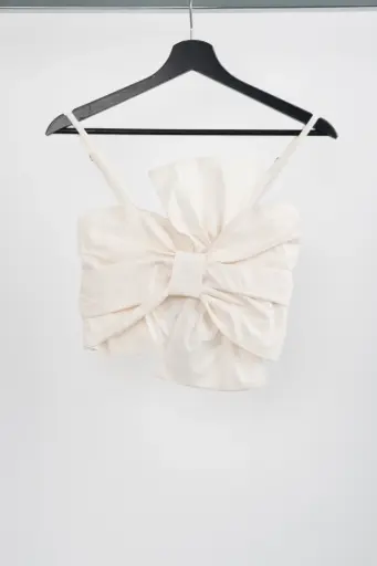 [SKU: CRO13731]  Crop Top Ecru sans Bretelles SKU: CRO13731