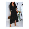 ROBE NOIR PLISSEE TRAPEZE COL V