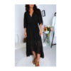 ROBE NOIR PLISSEE TRAPEZE COL V - Image 5