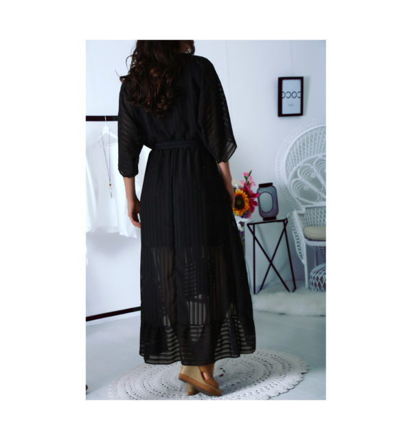 ROBE NOIR PLISSEE TRAPEZE COL V - Image 3